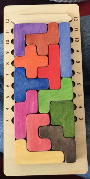 Katamino, découpe laser, collage, peinture