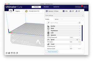Interface de Ultimaker Cura