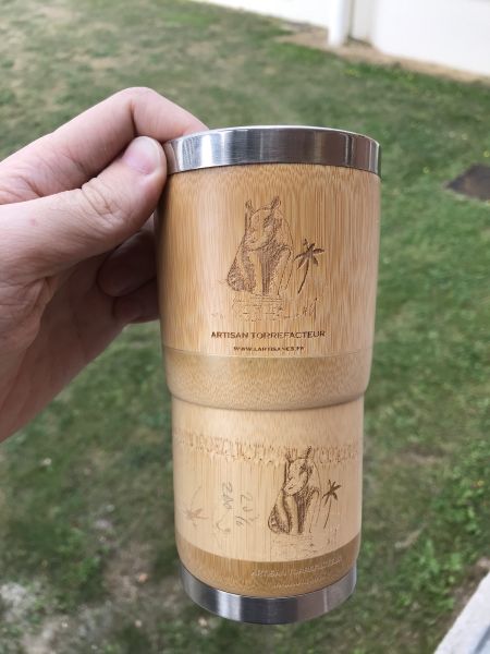 Gravure laser sur bambou - Mug/thermos de l'Artisane