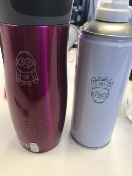 Test de gravure laser sur bouteilles